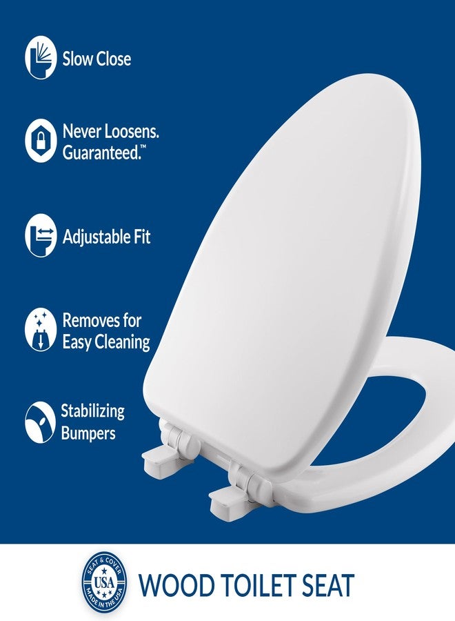 Mayfair Alesio II Slow Close Toilet Seat, Easy Clean Hinges and Adjustable Perfect Fit Wood Seat, Made in USA, Elongated, White - Image 2