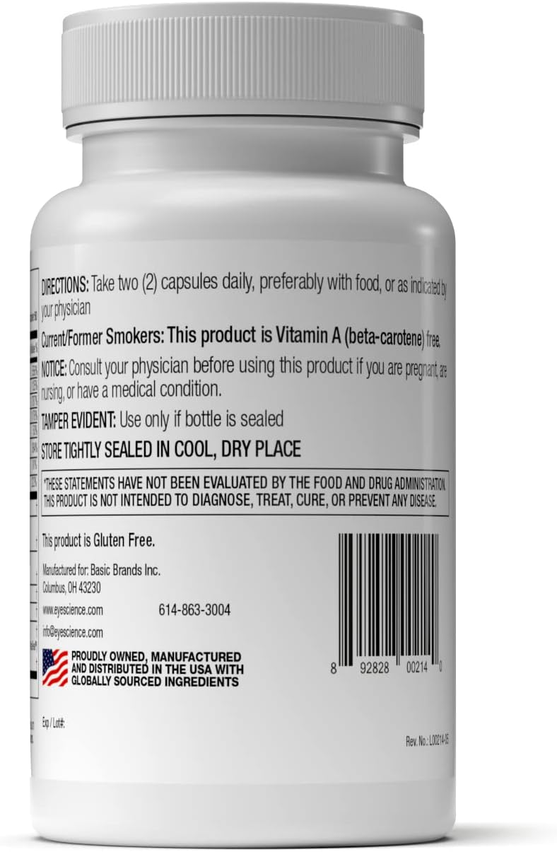 EyeScience Macular Health Formula  120 Capsules  Complete Nutritional Supplement for Eye Health  Contains Lutein Zeaxanthin Vitamin C D E  B62Pack - Image 4