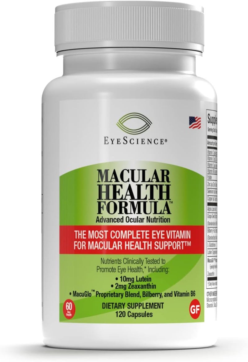 EyeScience Macular Health Formula  120 Capsules  Complete Nutritional Supplement for Eye Health  Contains Lutein Zeaxanthin Vitamin C D E  B62Pack - Image 2