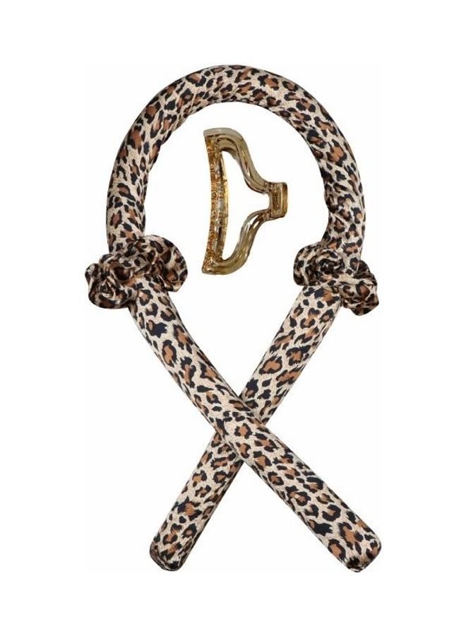 NIBEMINENT 2-Piece Foam Sponge No Heat Curling Iron Set Coffee Leopard - Image 1