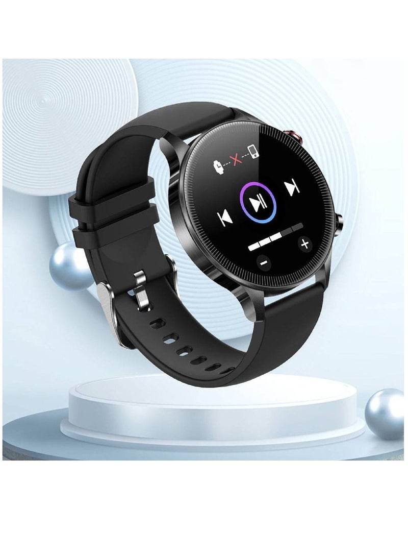 ال دبليو Bluetooth Calling 5ATM متعقب لياقة بدنية مقاوم للماء مع مراقب معدل ضربات القلب أثناء النوم ساعة ذكية مستديرة لنظام Android و iOS أسود - Image 2