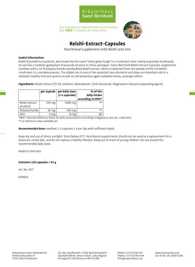 Sanct Bernhard Reishi-Extract-Capsules - Image 4