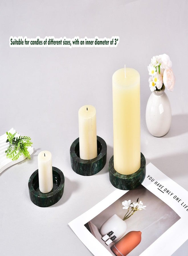 AMOYSTONE Natural Green Candle Holder 4" Round Plate for Pillar Candles with Healing Energy, Polished Emerald Stone Coaster & Jewelry Tray for Home Office Desk Decor - Image 5