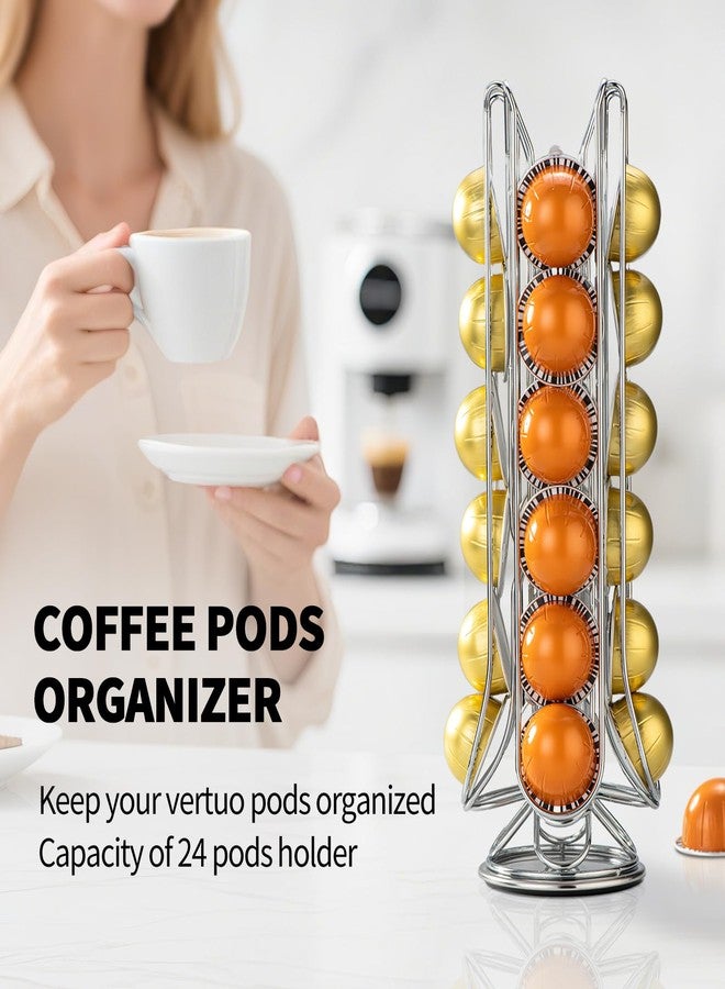 shoxil Vertuo Pod Holder，Coffee Pods Holder Stand for Nespresso Vertuo Pods,360° Rotating Coffee Pod Storage for 24 Pods – Space-Saving Coffee Station Organizer - Image 2