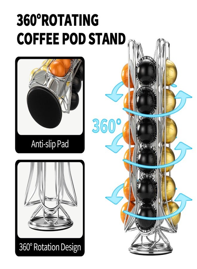 shoxil Vertuo Pod Holder，Coffee Pods Holder Stand for Nespresso Vertuo Pods,360° Rotating Coffee Pod Storage for 24 Pods – Space-Saving Coffee Station Organizer - Image 3