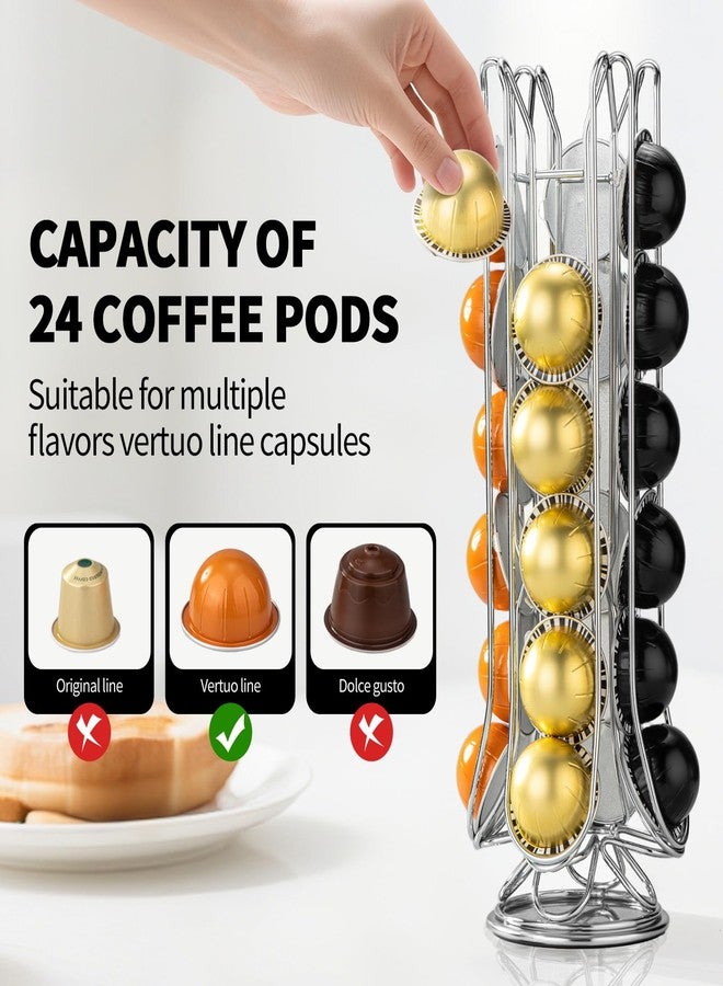 shoxil Vertuo Pod Holder，Coffee Pods Holder Stand for Nespresso Vertuo Pods,360° Rotating Coffee Pod Storage for 24 Pods – Space-Saving Coffee Station Organizer - Image 4