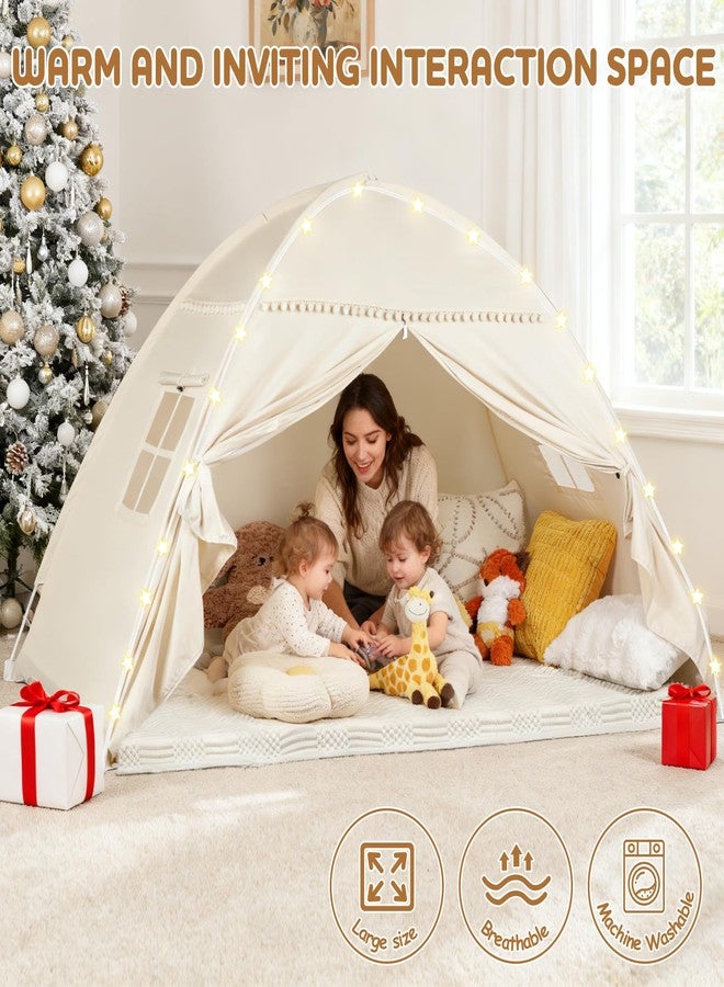 jiangcha Twin Bunk Bed Tent Canopy for Playhouse, Indoor Portable Foldable Privacy Shelter with Breathable Starry Canopy for Girls & Boys Bedrooms (Twin Beige) - Image 5