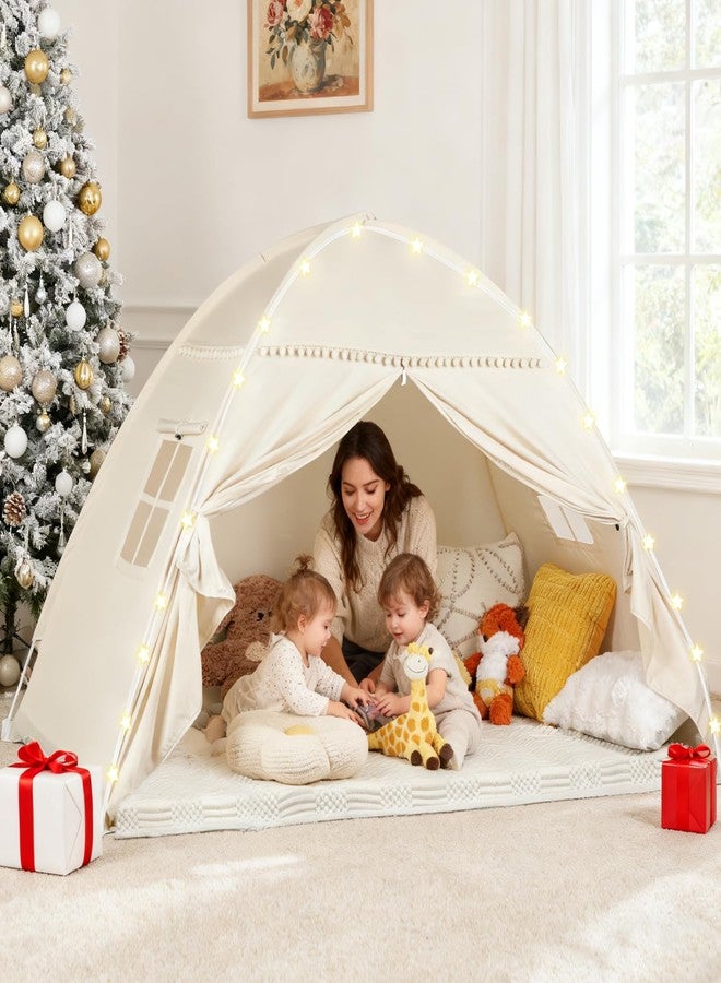 jiangcha Twin Bunk Bed Tent Canopy for Playhouse, Indoor Portable Foldable Privacy Shelter with Breathable Starry Canopy for Girls & Boys Bedrooms (Twin Beige) - Image 1