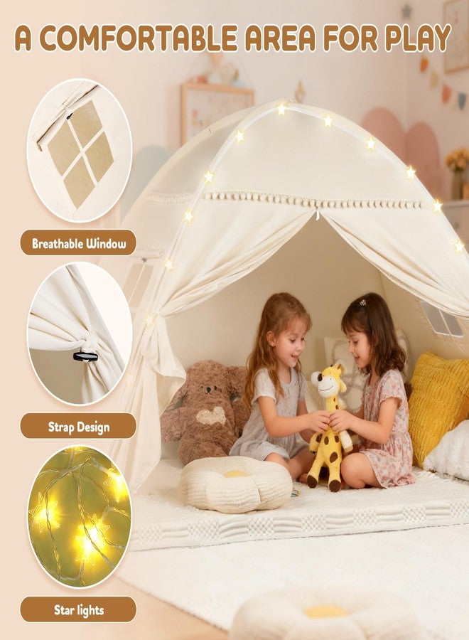 jiangcha Twin Bunk Bed Tent Canopy for Playhouse, Indoor Portable Foldable Privacy Shelter with Breathable Starry Canopy for Girls & Boys Bedrooms (Twin Beige) - Image 4