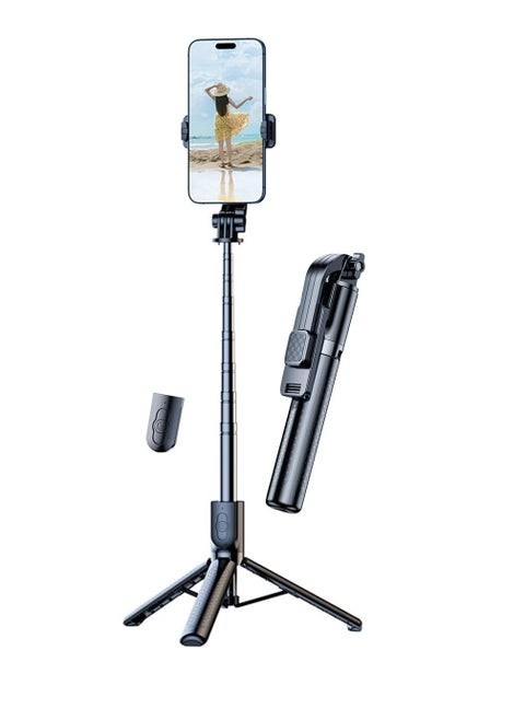 ECVV 130cm Phone Selfie Stick Tripod with Remote Control Portable Rotate Phone Holder Extendable Tripod Stand Compatible with iPhone Android Smartphone