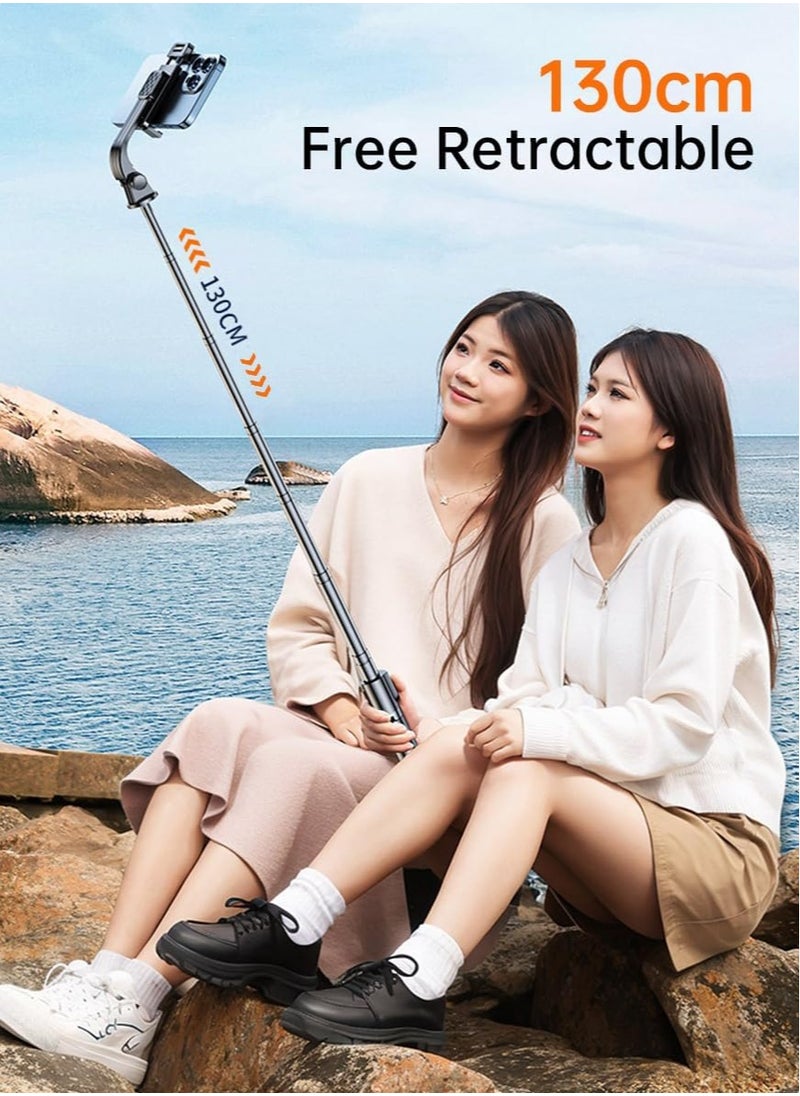 ECVV 130cm Phone Selfie Stick Tripod with Remote Control Portable Rotate Phone Holder Extendable Tripod Stand Compatible with iPhone Android Smartphone