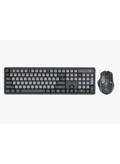porodo 2.4Ghz Wireless Keyboard with 1600 DPI Mouse Combo / keyboard with 104 Tactile Keys and Arabic Keys / Mouse with Gaming Design / Plug & Play - Grey/A  - Image 1