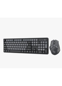 porodo 2.4Ghz Wireless Keyboard with 1600 DPI Mouse Combo / keyboard with 104 Tactile Keys and Arabic Keys / Mouse with Gaming Design / Plug & Play - Grey/A  - Image 2