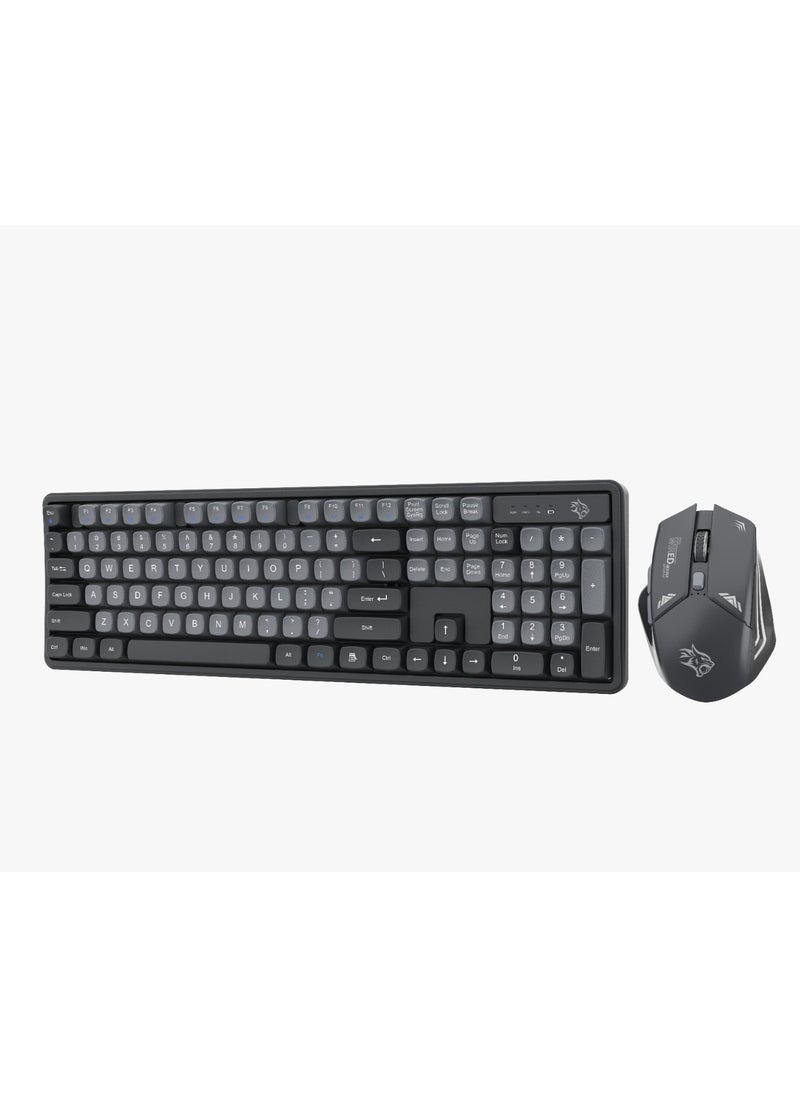 porodo - 2.4Ghz Wireless Keyboard with 1600 DPI Mouse Combo / keyboard with 104 Tactile Keys and Arabic Keys / Mouse with Gaming Design / Plug & Play - Grey/A - Image 1