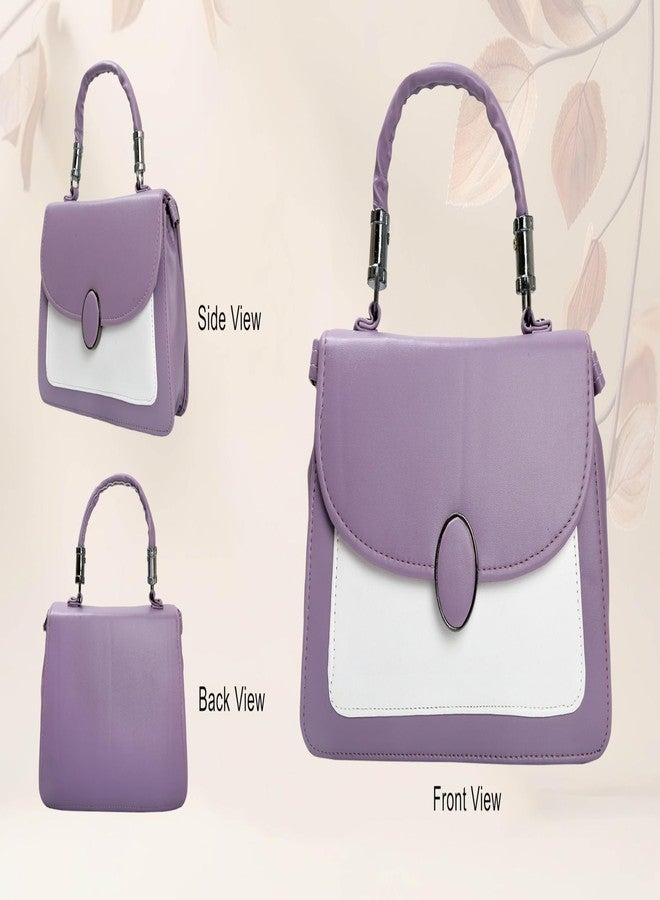HASHFLOW Women Handheld Purse Bag for Young Ladies and Girls for kitty party/wallet for mobile and debit ATM cards || Hand-held Bag (Light Purple) - Image 2