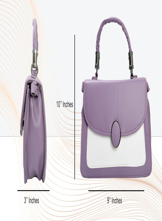 HASHFLOW Women Handheld Purse Bag for Young Ladies and Girls for kitty party/wallet for mobile and debit ATM cards || Hand-held Bag (Light Purple) - Image 3