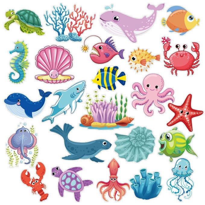 24 PCS OCEAN CRUISE DOOR DECORATIONS MAGNETIC SEA ANIMAL CAR MAGNETS FISH FRIDGE MAGNETS FOR DOOR ANIMAL TURTLE CRAB MAGNET STICKERS FOR CAR SEA ANIMALS