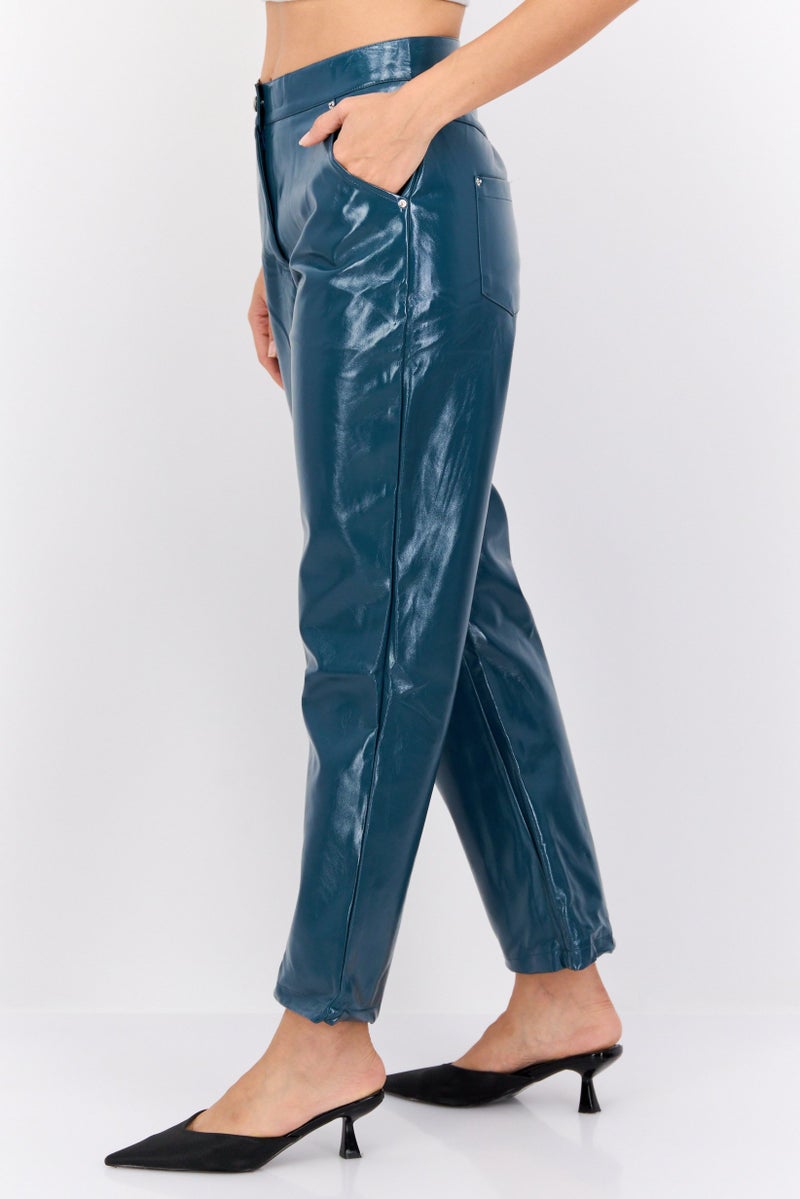 4th & Reckless Women Petite Plain Straight Leg Pants, Dusty Blue - Image 3