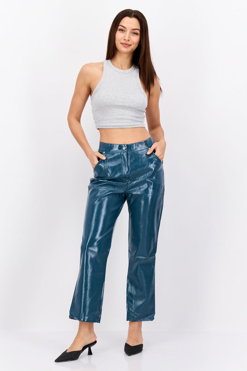 4th & Reckless Women Petite Plain Straight Leg Pants, Dusty Blue - Image 4