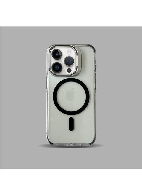 Suitable For Iphone16ProMax Phone Case Lens Bracket Magnetic Suction For Iphone 15 Two-color Airbag Anti-drop Protective Cover-Color:Black [magnetic + Lens Holder]-Applicable Models:For Iphone15Pro