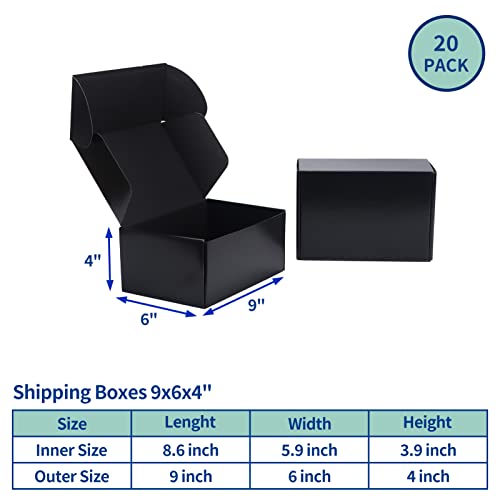 Rempry 9x6x4 Inches Black Shipping Boxes Pack of 20, Small Business Cardboard Mailer Boxes Gift Boxes for Shipping Packaging - Image 2