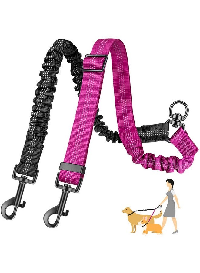AUTOWT Two Dog Lead, 2 in 1 Upgraded Double Dog Leash Attachment Combine Adjustable Strap and Shock Absorbing Bungee No Tangle Dual Training Splitter for Different Size Dogs - Image 1