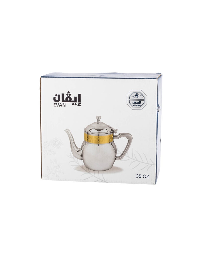 السيف  أبريق شاي ستانلس استيل مع نقش ذهبي من السيف المقاس 1 لتر - Image 4
