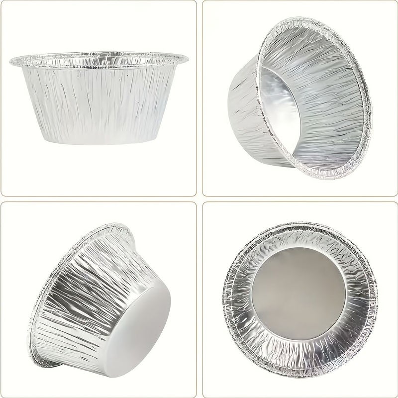 50 Round Mini Foil Tin Cups 4oz Aluminum Pans Leakproof for Oven Air Fryer - Image 3