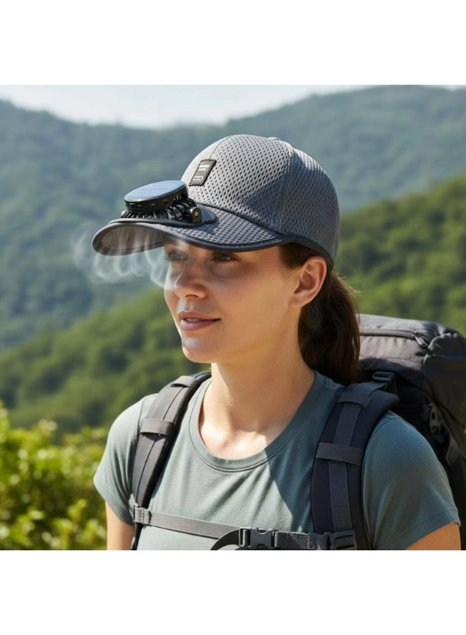 Summer Breathable Mesh Baseball Cap with Solar & USB Powered Fan, Sun Protection Hat - Image 2