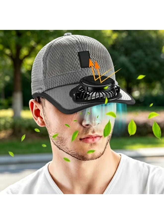 Summer Breathable Mesh Baseball Cap with Solar & USB Powered Fan, Sun Protection Hat - Image 1