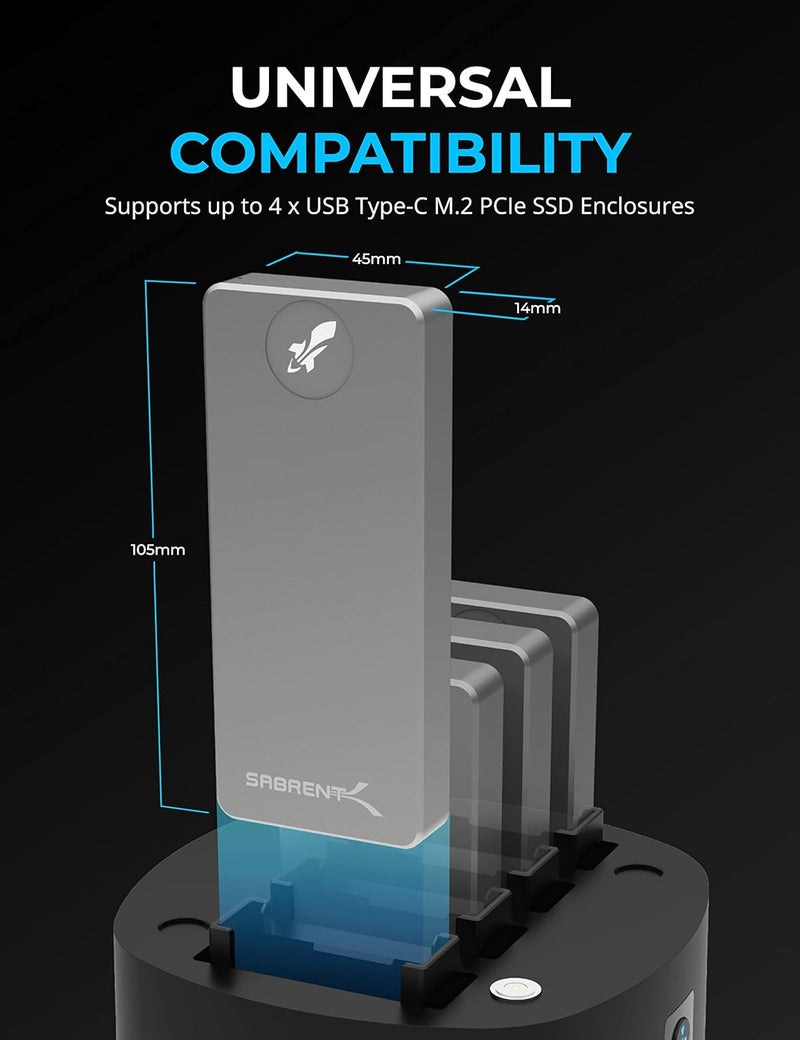 SABRENT محطة إرساء SSD خارجية من SABRENT 4Bay USB TypeC DS4BNE - Image 4