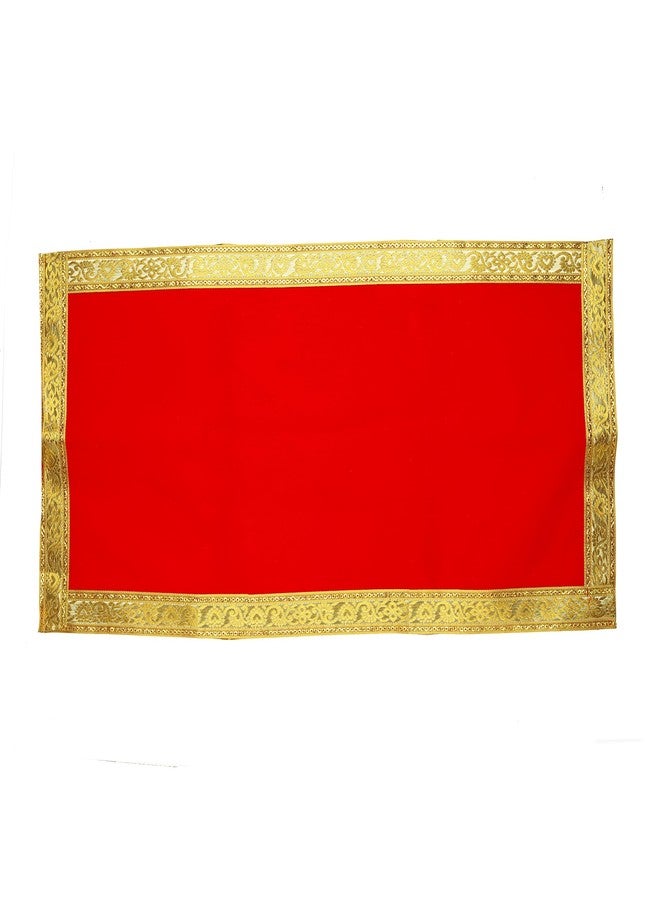 أديتري_كرييشن سجادة مخملية مزخرفة من قماش آسان بوجا (المقاس: 12 بوصة × 26 بوصة) متعددة الأغراض، مناسبة لمهرجانات البوجا الهندية التقليدية، واحتفالات لاكشمي بوجان، وزينة رأس السنة الجديدة، وأداة ديكور، ومستلزمات البوجا، ولاكشمي صفراء (حمراء). - Image 1