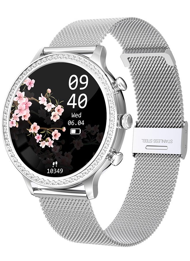 RollsTimi  Ladies/Women Bluetooth Smartwatch, Answer/Make Calls, 1.32-Inch Full-Screen Touch, Exercise Heart Rate Monitoring, Sleep Quality Monitoring, Universal For Android And Ios Systems, RT i70 Silver  - Image 1