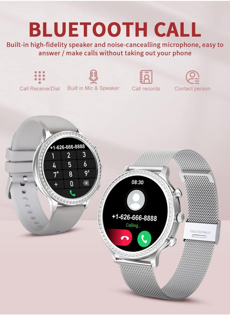 RollsTimi  Ladies/Women Bluetooth Smartwatch, Answer/Make Calls, 1.32-Inch Full-Screen Touch, Exercise Heart Rate Monitoring, Sleep Quality Monitoring, Universal For Android And Ios Systems, RT i70 Silver  - Image 5
