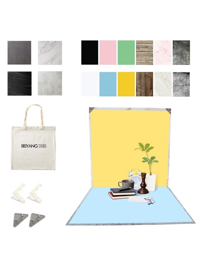 EOAJAFOU - Double Sided 6Pcs Photography Backdrop Papers And 2Pcs Photo Backdrop Boards 24X24In With Carry Bag And Components 16 Pattern Background Set For Photographic Needs Waterproof Portable Eoajafou - Image 1
