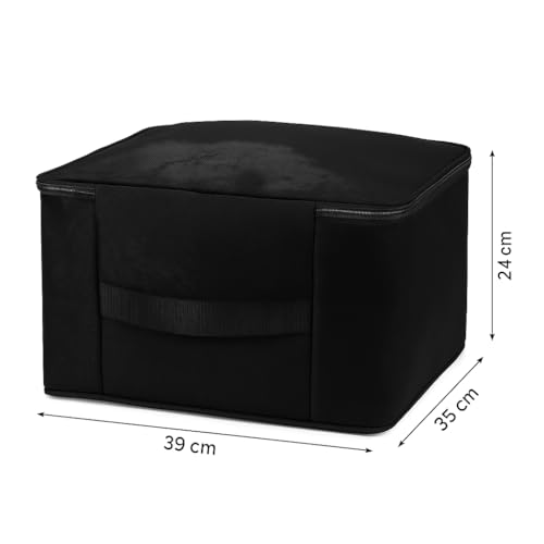 Oxbow Underbed Storage Box | Wardrobe Organizer for Storage | Portable Clothes Organizer for Wardrobe | Smart Cloth Organizer for Storage (Black, MINI-PACK OF 1-39x35x24 CM) - Image 2