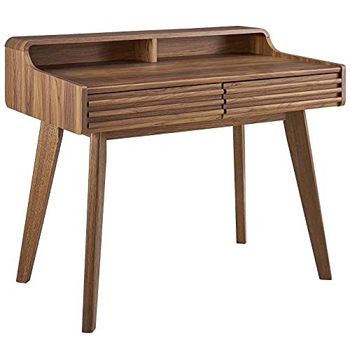 Modway Render MidCentury Modern Writing Desk in Walnut