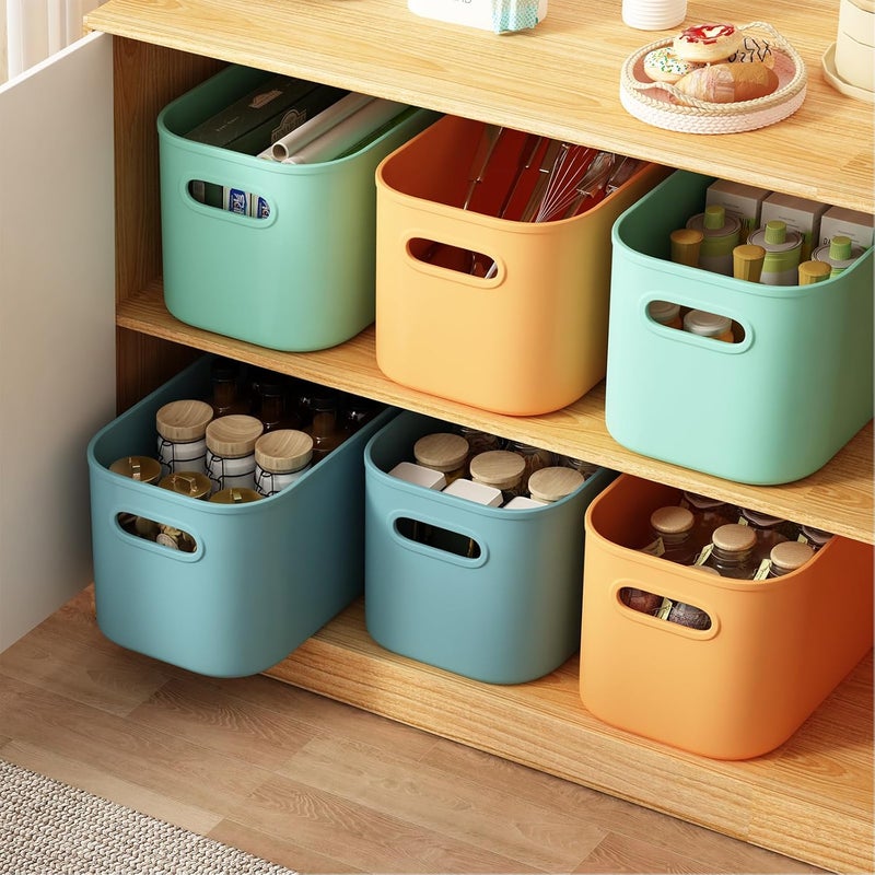 ORGIDOL 8 Pack Colorful Storage Bins with Lids Stackable Storage Container for Organizing, Storage Boxes with Handle for Shelves, Cute Storage Bin for Craft, Snacks, 9.85x6.9x5.7 inch - Image 4