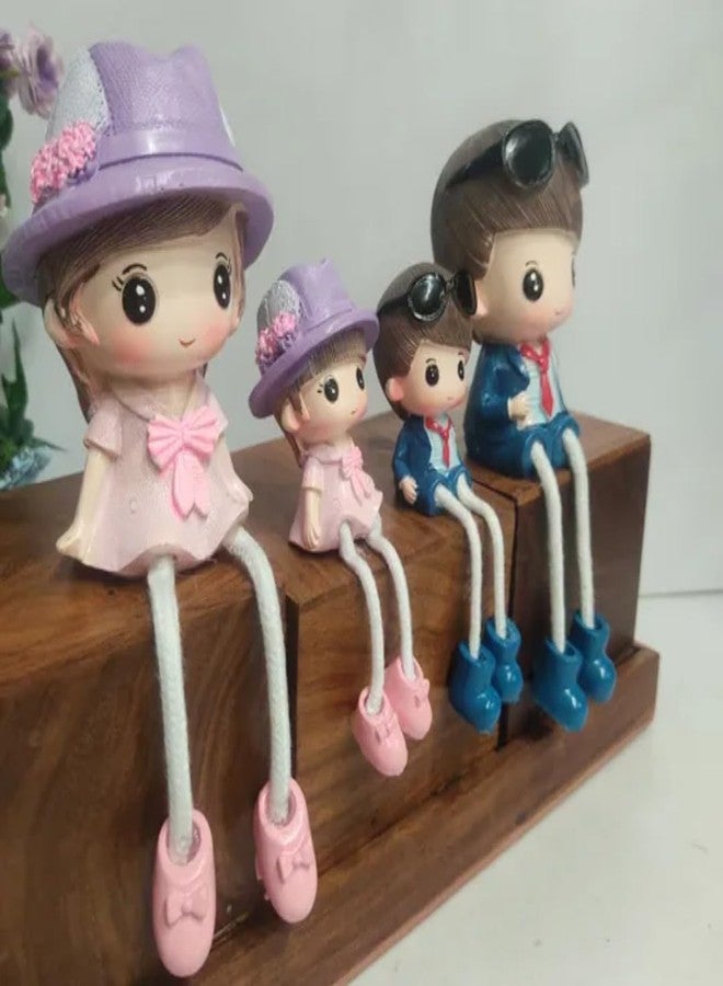 VRB Dec 4 Pcs Hanging Legs Showpiece Cute Boy & Girl,Toy Cute Couple Figurines/Leg Hanging Dolls For Home Decor/Decorative Items,Valentine Gift For Girlfriend,Boyfriend (Model - 04), Multicolour - Image 2