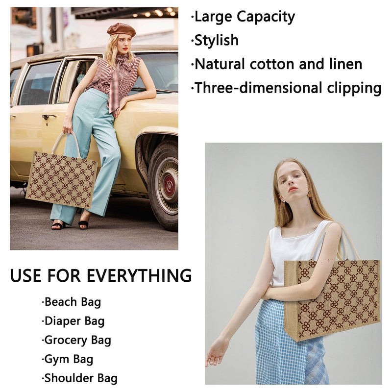 Hibala Woven Large Beach Bag Straw Beach Tote Handmade Weaving Shoulder Tassel Bag Handbag (Classic Pattern) - Image 5