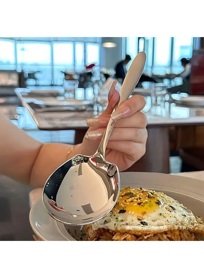 Extra Large Stainless Steel Long Handle Serving Spoons Silvery Color Durable Thick Design - Image 4