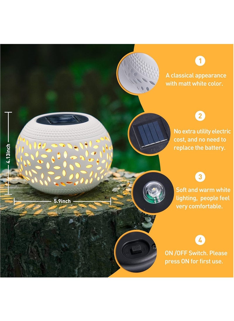 Hihonor - Outdoor Lanterns for Patio Waterproof, Outdoor Patio Decor Solar Lantern Lights, Solar Table Lamps for Outside Patio, Garden, Camping, Desk, Yard(White) - Image 1
