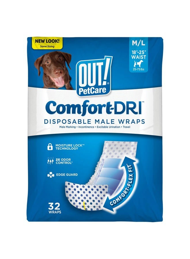 OUT Pet Care Disposable Male Dog Diapers | Absorbent Male Wraps with Leak Proof Fit | Medium/Large, 32 Count - Image 1