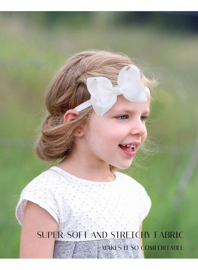 jollybows 3 Pcs 4" Baby Girls Headbands Boutique Grosgrain Ribbon Hair Bows Baby Girls Bows Headbands For Baby Girls Infants Toddler Kids Teens And Children Black White Khaki - Image 5