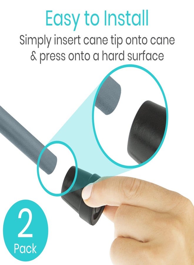 Vive Replacement Cane Tips (2-Pack) - Universal Tip for Walking Sticks (2-Pack) (Black) - Image 4