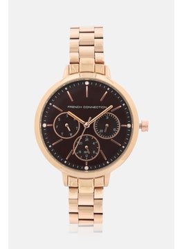 French Connection Women FC134RGM Round Analog Stainless Watch 36 mm, Gold/Brown  - Image 1