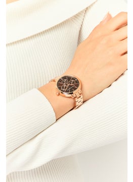 French Connection Women FC134RGM Round Analog Stainless Watch 36 mm, Gold/Brown  - Image 2