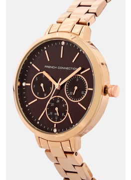 French Connection Women FC134RGM Round Analog Stainless Watch 36 mm, Gold/Brown  - Image 3