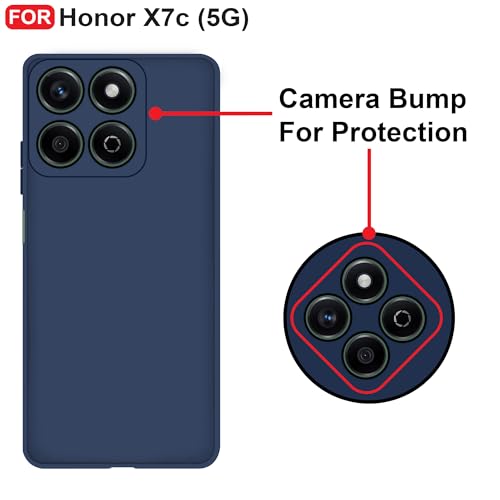 CEDO Back Cover for Honor X7c (5G) | Camera Bump Protection & Inner Velvet Fabric Lining | Ultra Slim Matte Soft Rubberised Case Cover (Blue) - Image 3