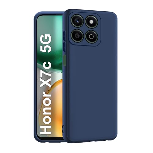 CEDO Back Cover for Honor X7c (5G) | Camera Bump Protection & Inner Velvet Fabric Lining | Ultra Slim Matte Soft Rubberised Case Cover (Blue) - Image 1